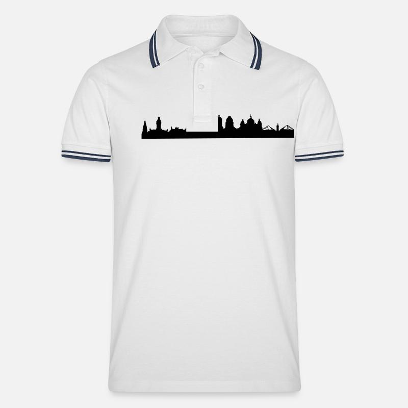 Leipzig Skyline - Polo tipped Homme - blanc/marine