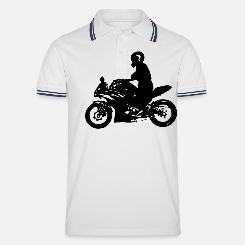 Motorrad Ninja - Männer Tipped Poloshirt - Weiß/Navy