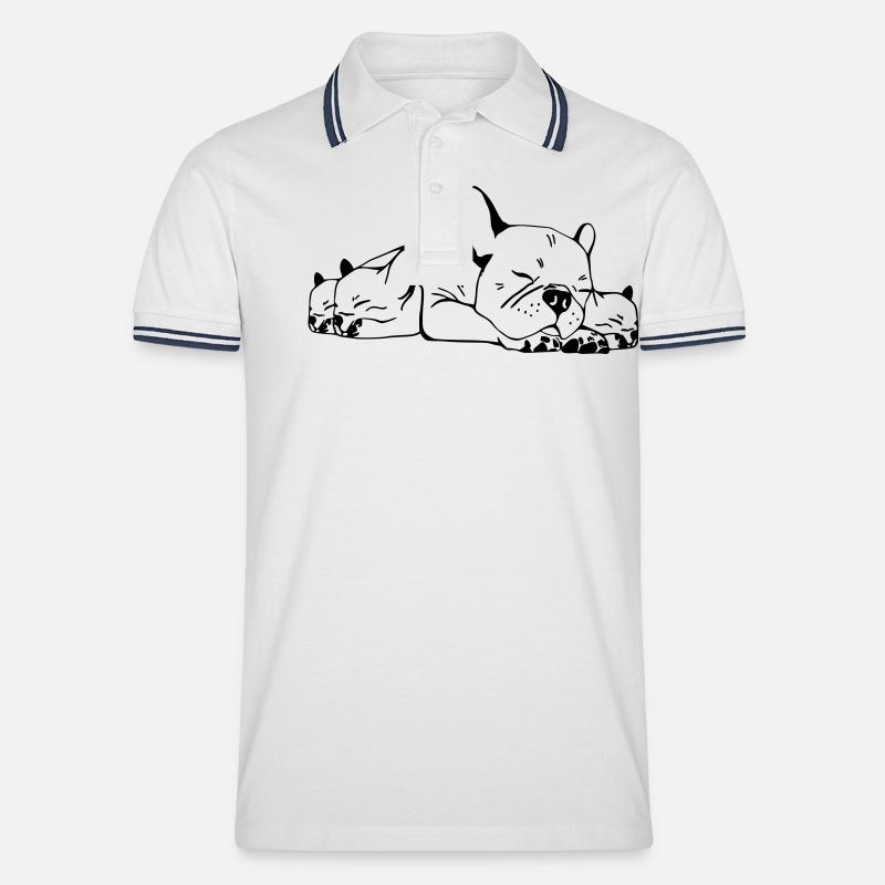 French Bulldog Mama - Männer Tipped Poloshirt - Weiß/Navy