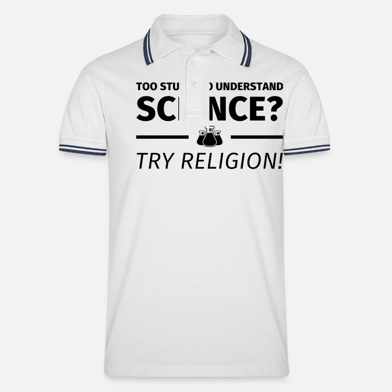 too stupid to understand science - Männer Tipped Poloshirt - Weiß/Navy