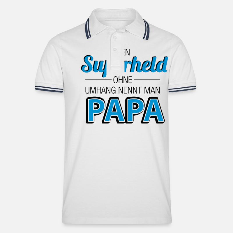 Superheld Papa - Männer Tipped Poloshirt - Weiß/Navy