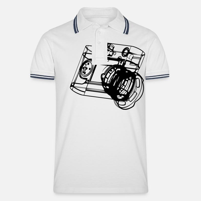 Kamera - Männer Tipped Poloshirt - Weiß/Navy
