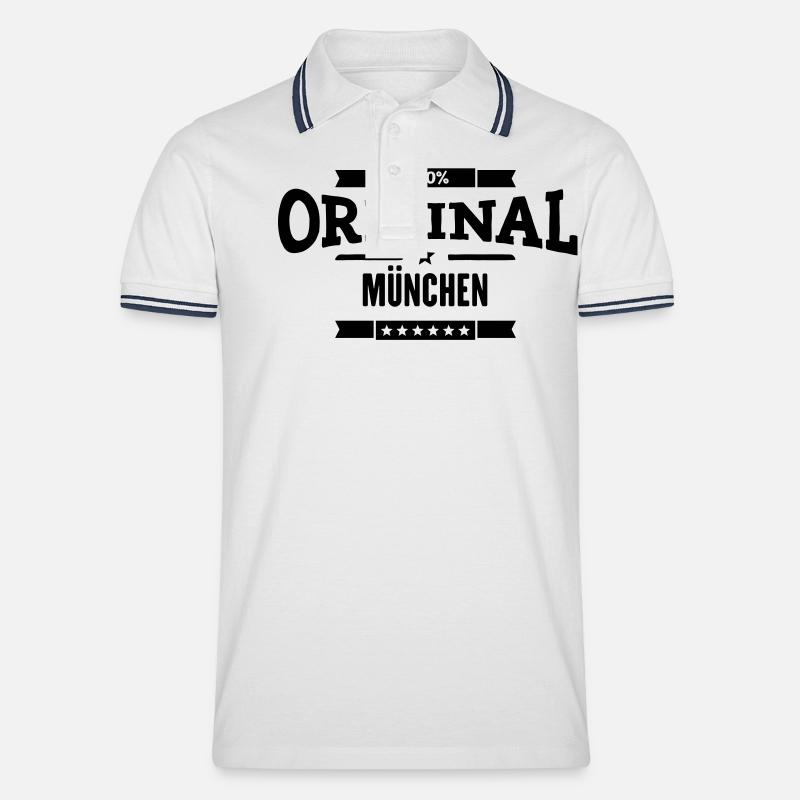 Original München - Männer Tipped Poloshirt - Weiß/Navy