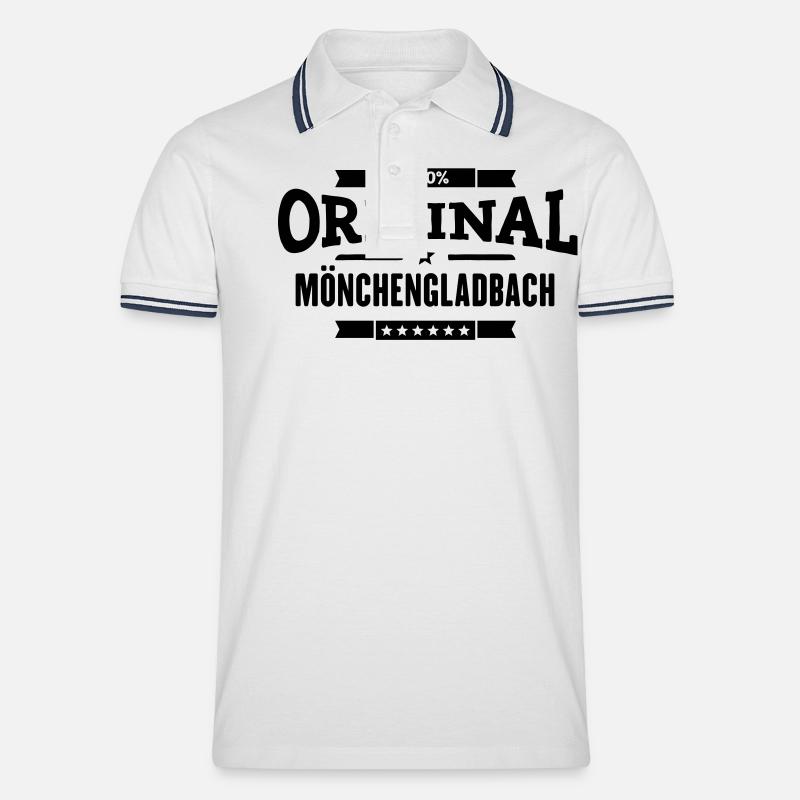 Original Mönchengladbach - Männer Tipped Poloshirt - Weiß/Navy