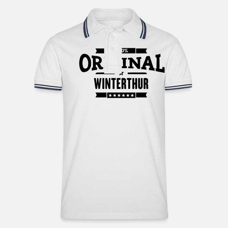 Original Winterthur - Männer Tipped Poloshirt - Weiß/Navy