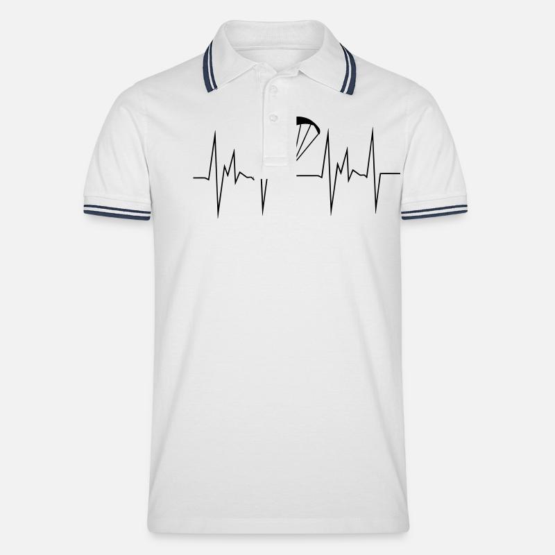 herzschlag gleitschirm - Männer Tipped Poloshirt - Weiß/Navy