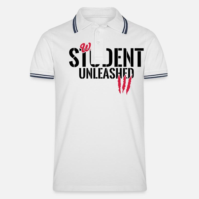 Wilder Student entfesselt - Männer Tipped Poloshirt - Weiß/Navy
