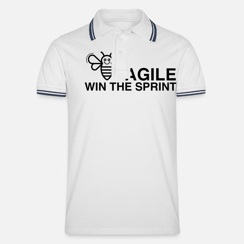 BE AGILE WIN THE SPRINT - Männer Tipped Poloshirt - Weiß/Navy