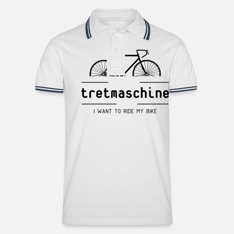 Tretmaschine oder auch Fahrrad genannt. - Männer Tipped Poloshirt - Weiß/Navy