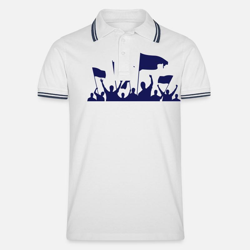 Demonstration / Protestaktion - Männer Tipped Poloshirt - Weiß/Navy