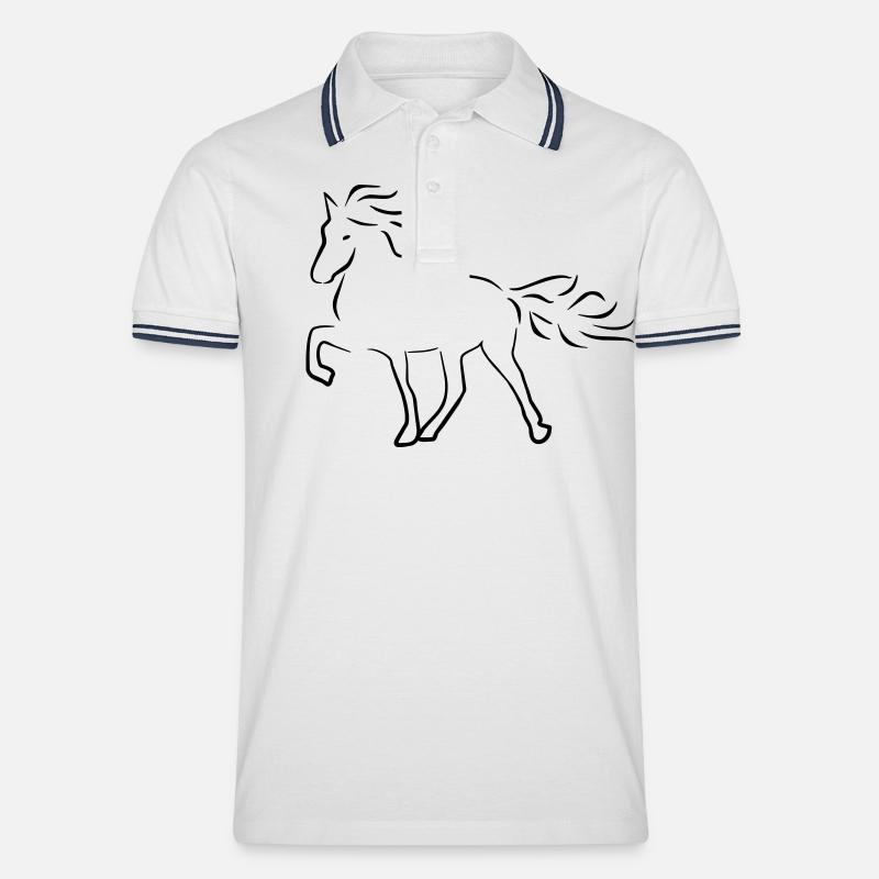 Islandpferd - Männer Tipped Poloshirt - Weiß/Navy