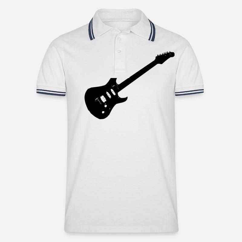 gitarre - Männer Tipped Poloshirt - Weiß/Navy