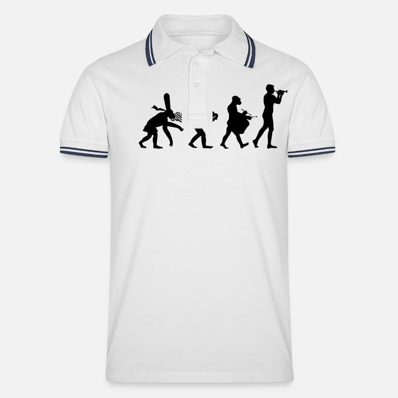 évolution bombarde 2 bagad - Polo tipped Homme - blanc/marine