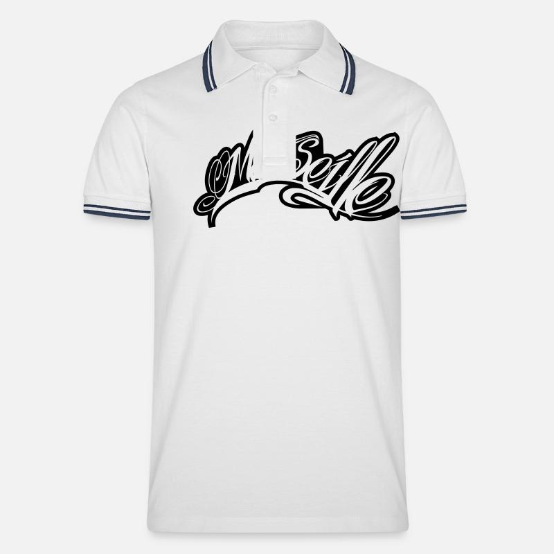 Marseille - Männer Tipped Poloshirt - Weiß/Navy