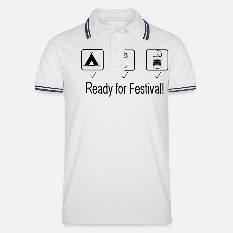 Festival - Männer Tipped Poloshirt - Weiß/Navy
