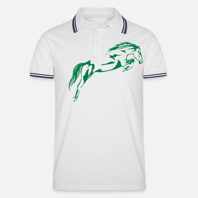 Springpferd - Männer Tipped Poloshirt - Weiß/Navy