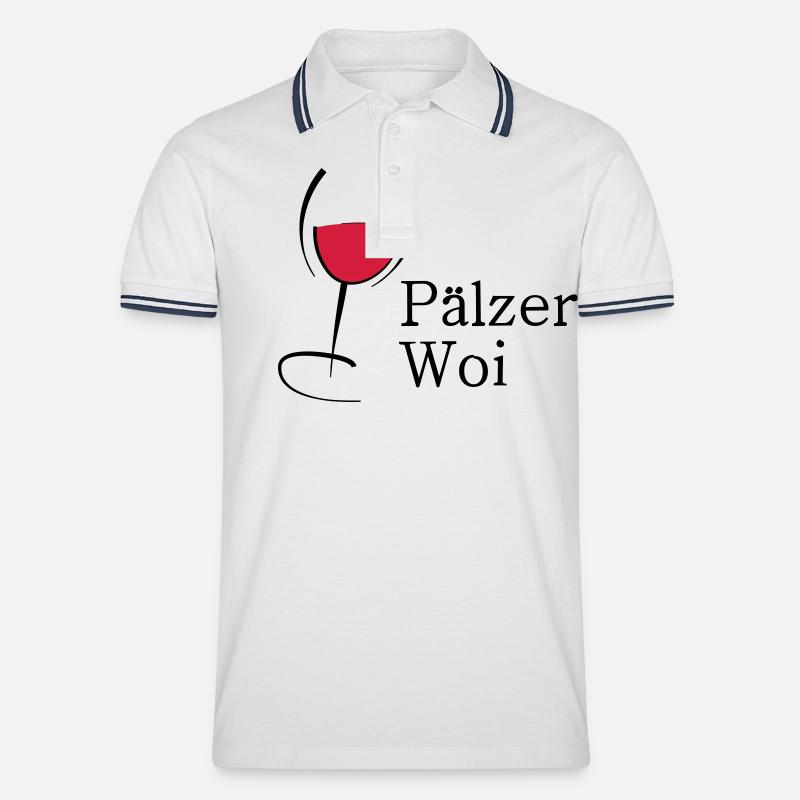 Pälzer Woi Weinglas - Männer Tipped Poloshirt - Weiß/Navy