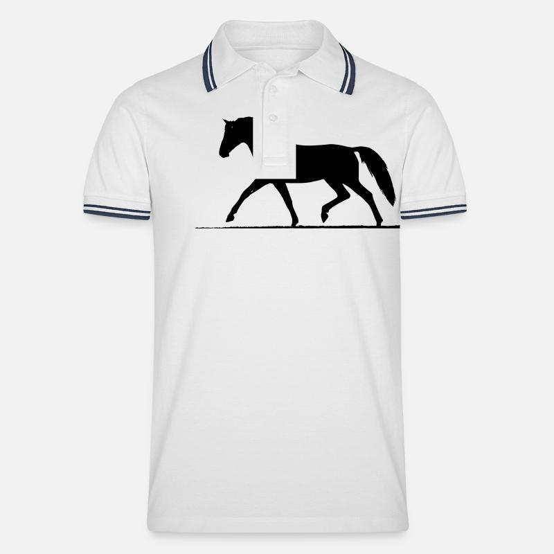 Pferd - Männer Tipped Poloshirt - Weiß/Navy