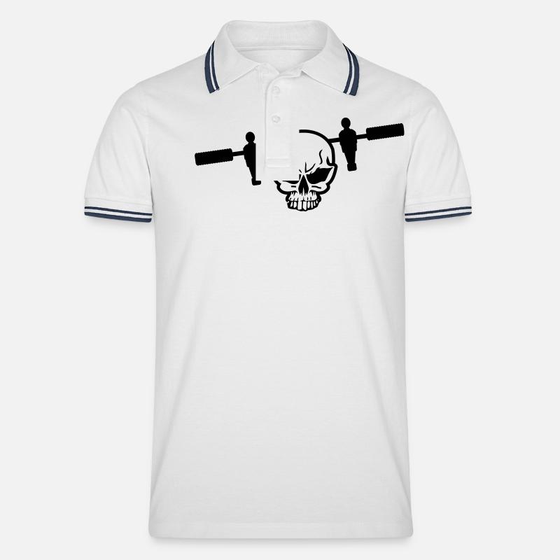 Tischfussball - Männer Tipped Poloshirt - Weiß/Navy