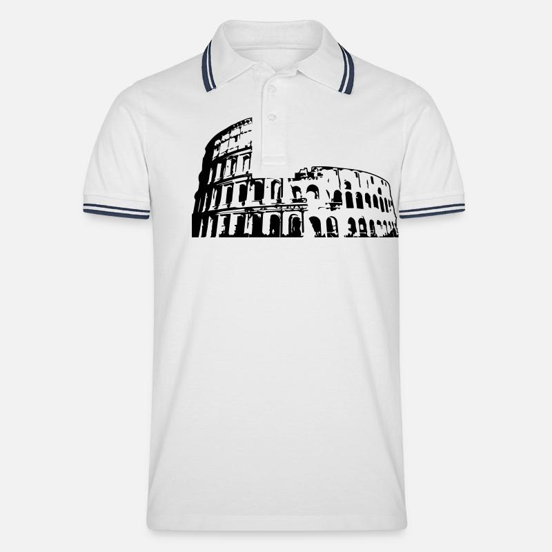 Rom - Kolosseum - Männer Tipped Poloshirt - Weiß/Navy