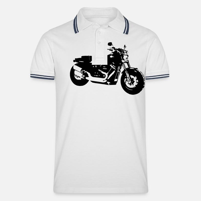 Davidson Fatbob 114 - Männer Tipped Poloshirt - Weiß/Navy