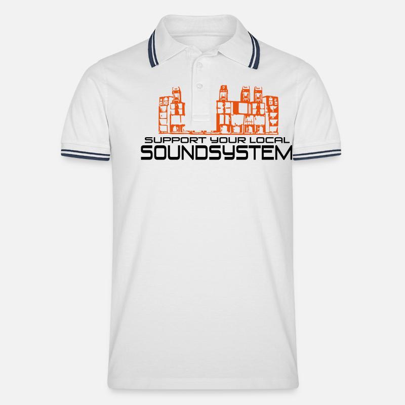 support your local soundsystem - Polo tipped Homme - blanc/marine