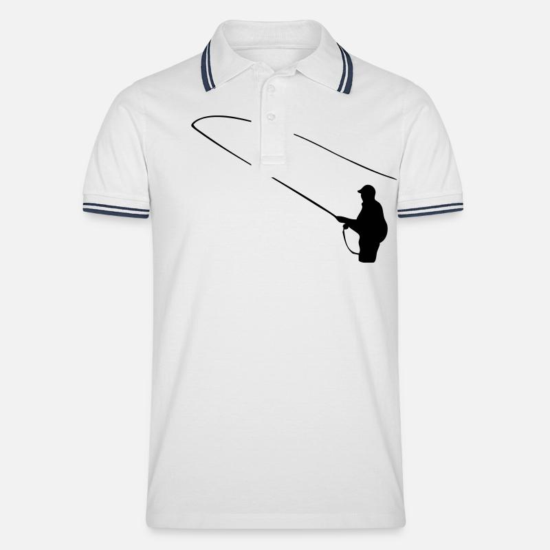 Angler - Männer Tipped Poloshirt - Weiß/Navy