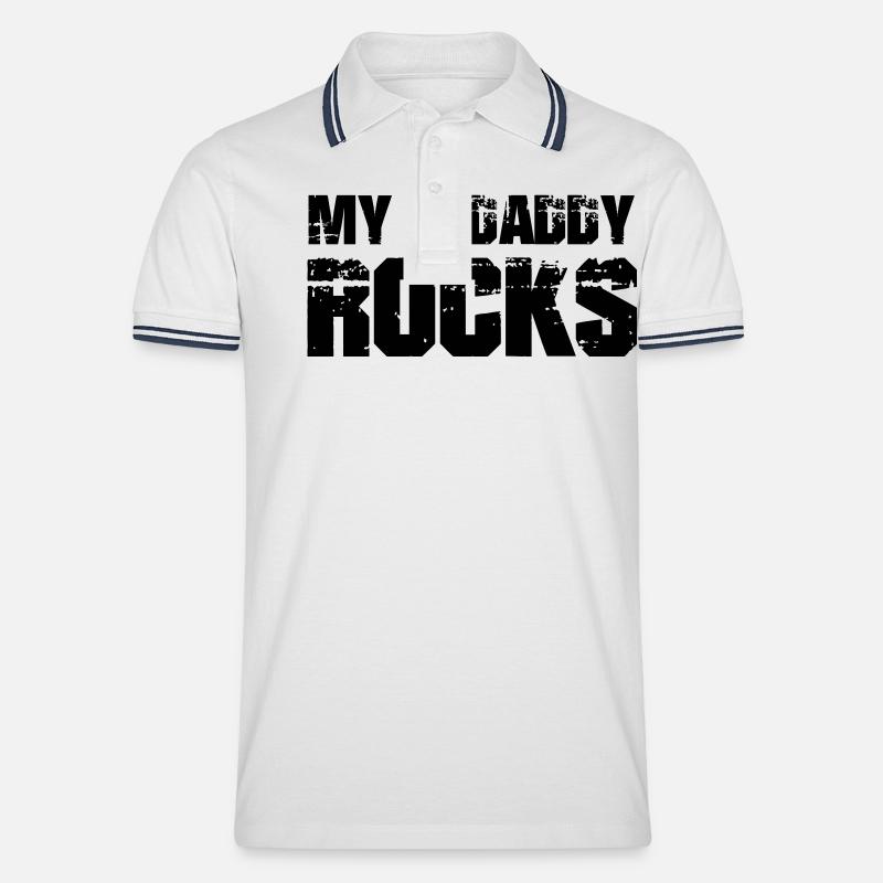 My Daddy Rocks - Männer Tipped Poloshirt - Weiß/Navy