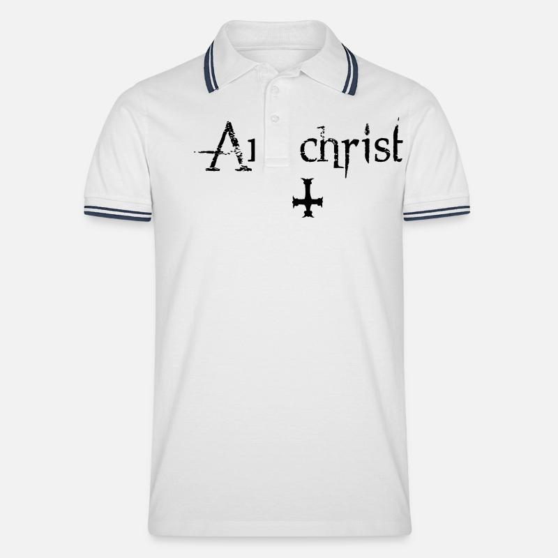 Antichrist - Lucifer - Männer Tipped Poloshirt - Weiß/Navy