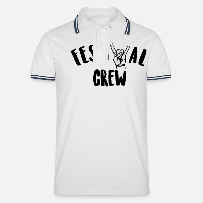 Festival Crew - Männer Tipped Poloshirt - Weiß/Navy