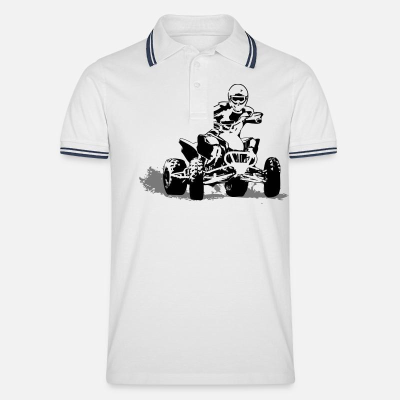 Quad - Männer Tipped Poloshirt - Weiß/Navy