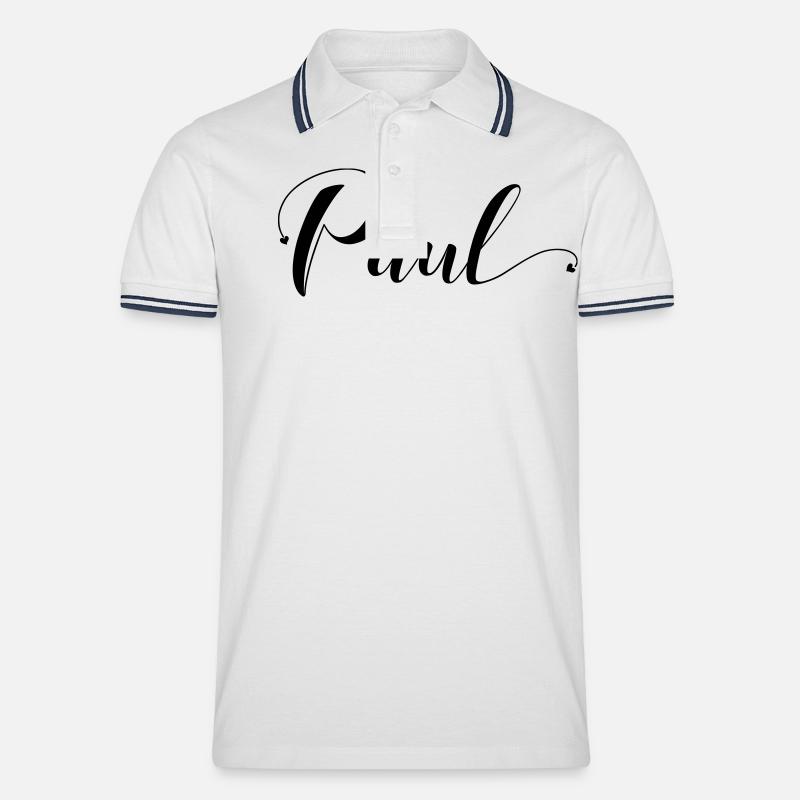 paul - Männer Tipped Poloshirt - Weiß/Navy