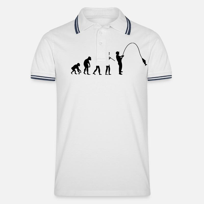 fishing_evolution_001 - Männer Tipped Poloshirt - Weiß/Navy