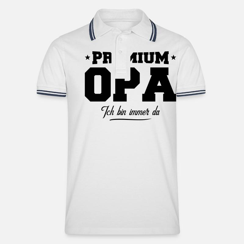 opa premium - Männer Tipped Poloshirt - Weiß/Navy