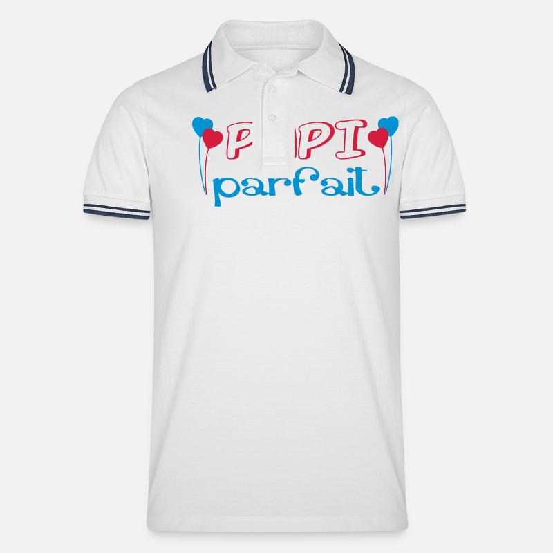 Perfektes PAPI - Männer Tipped Poloshirt - Weiß/Navy