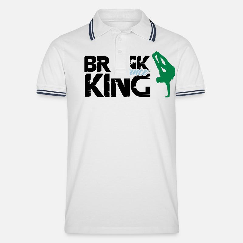 break dance king - Männer Tipped Poloshirt - Weiß/Navy
