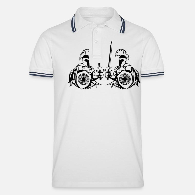 spartans - Männer Tipped Poloshirt - Weiß/Navy