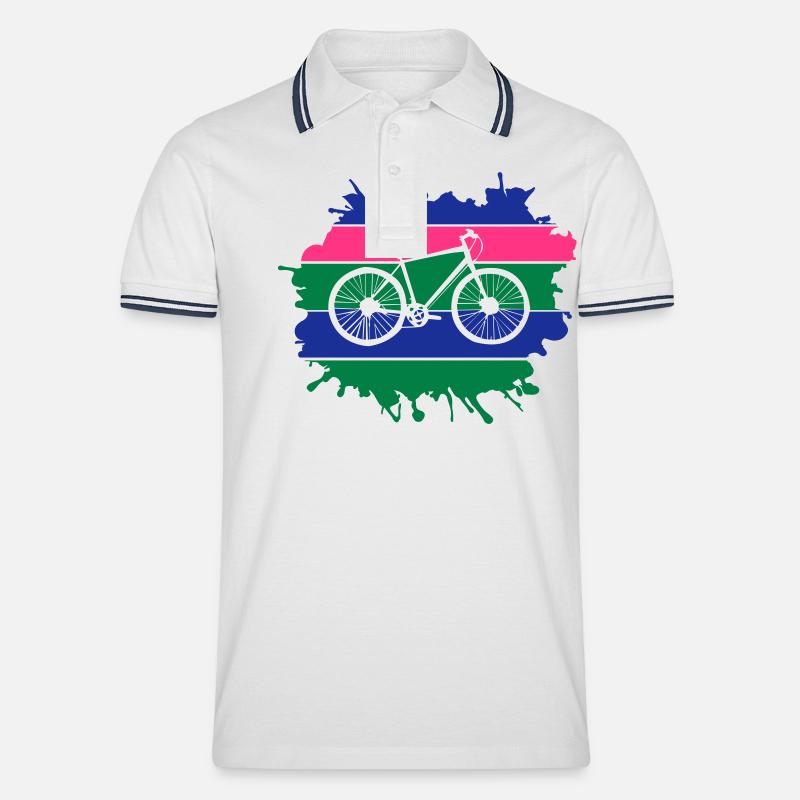 fahrrad rad klecks - Männer Tipped Poloshirt - Weiß/Navy