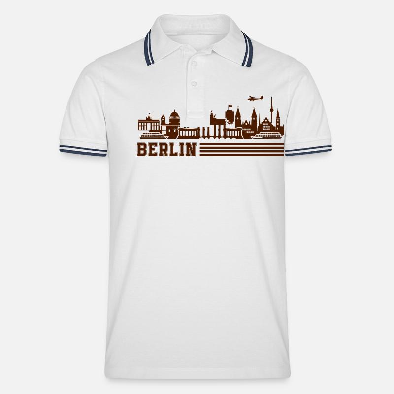 berlin skyline - Männer Tipped Poloshirt - Weiß/Navy