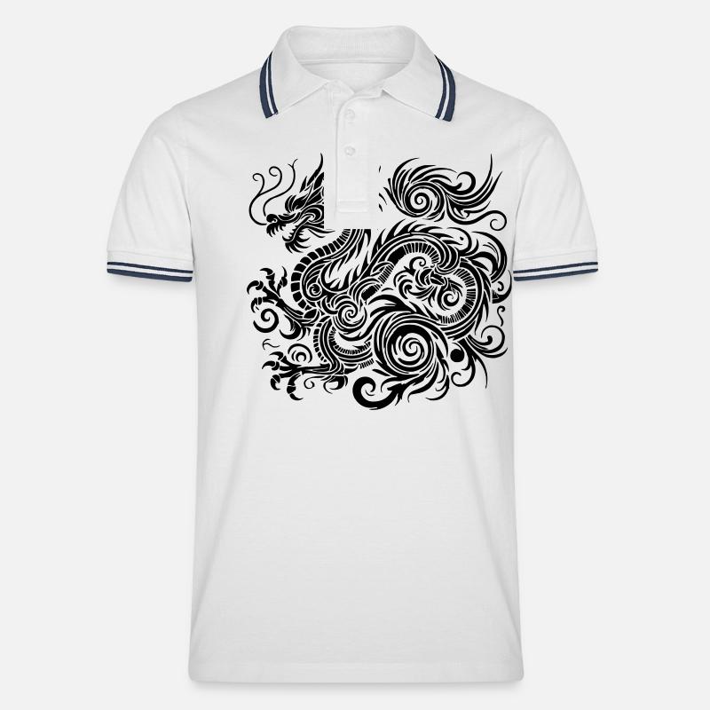 drache china - Männer Tipped Poloshirt - Weiß/Navy