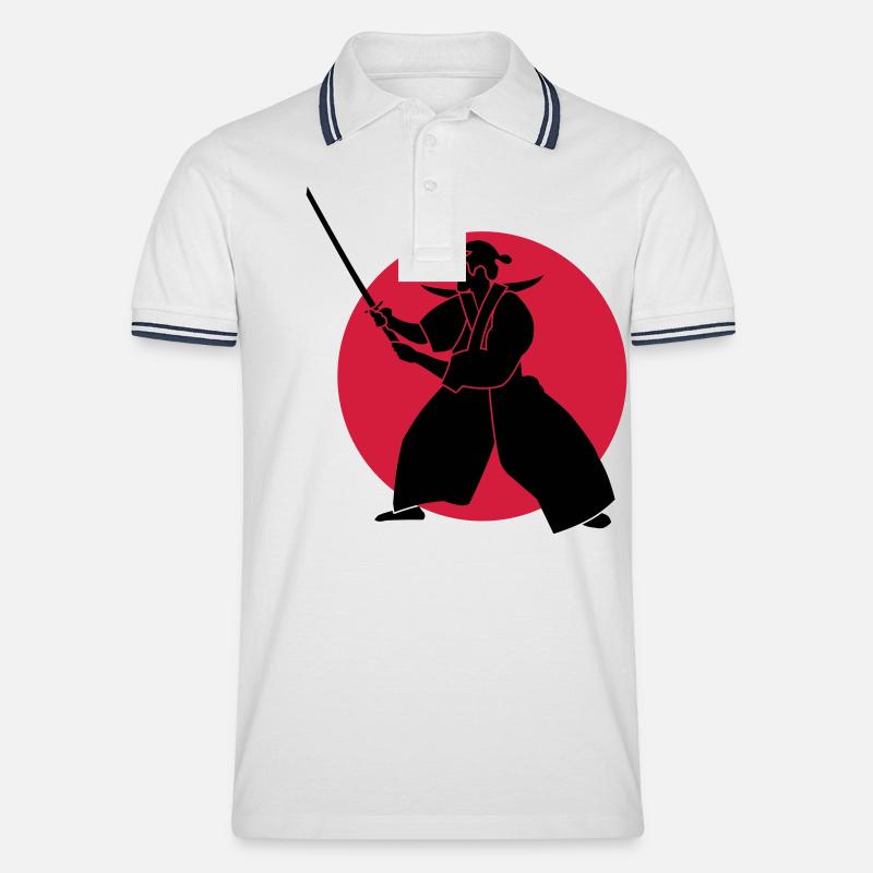 Rising Sun - Männer Tipped Poloshirt - Weiß/Navy