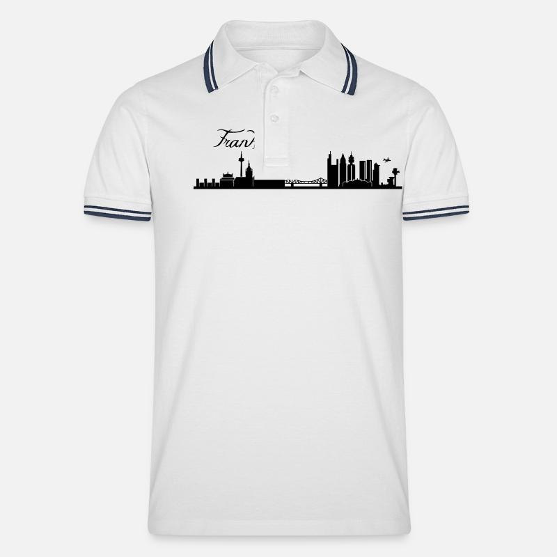 Frankfurter Skyline - Männer Tipped Poloshirt - Weiß/Navy