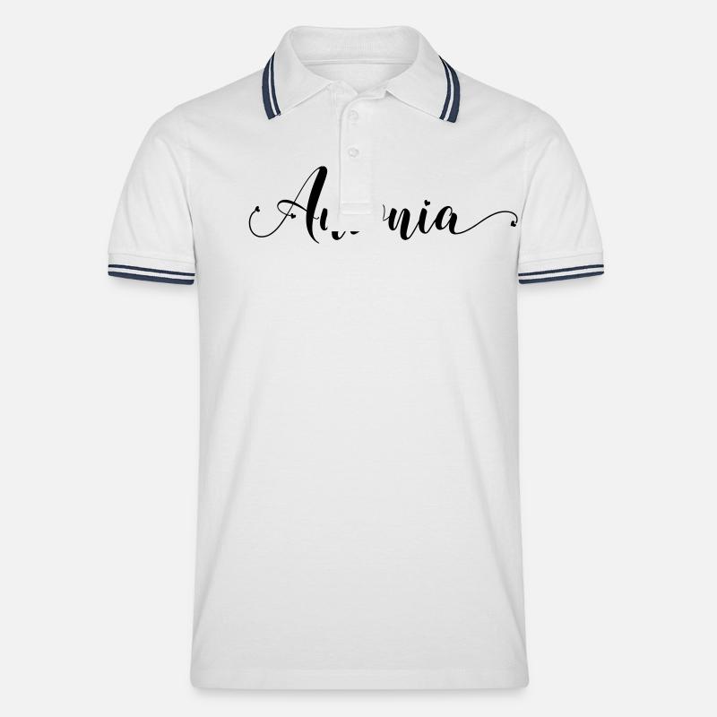 (antonia) - Männer Tipped Poloshirt - Weiß/Navy