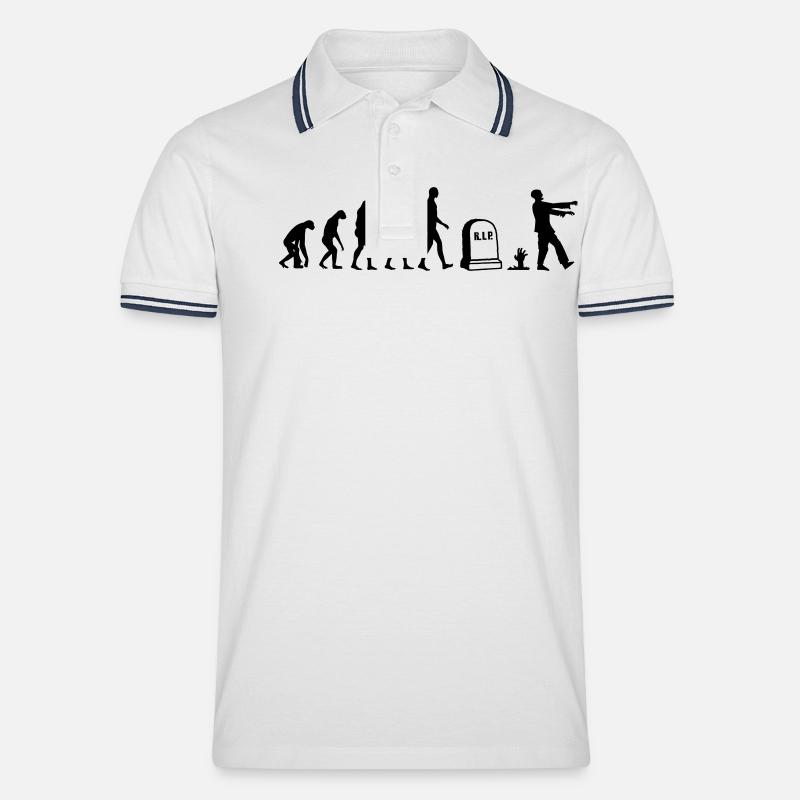 zombie evolution - Halloween - Kostüm - - Männer Tipped Poloshirt - Weiß/Navy