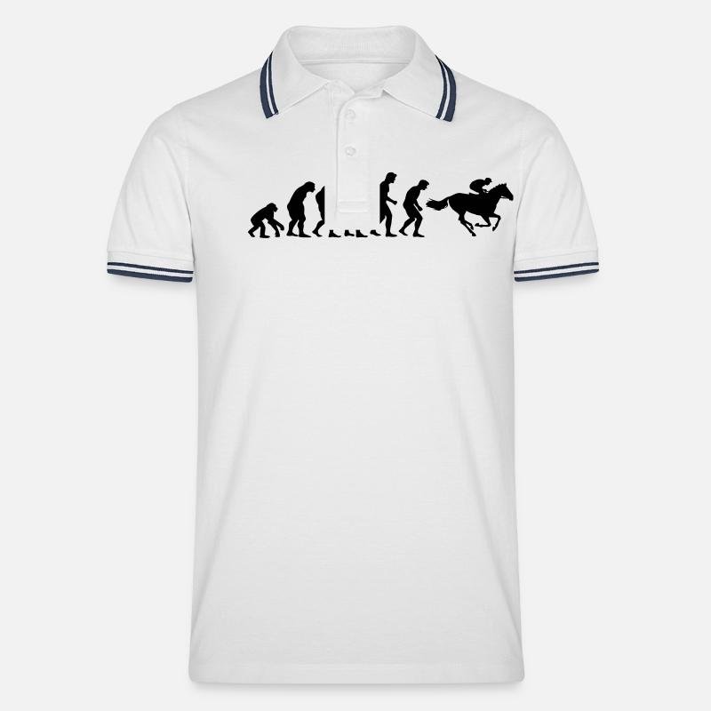 pferderennen02_evolution - Polo tipped Homme - blanc/marine