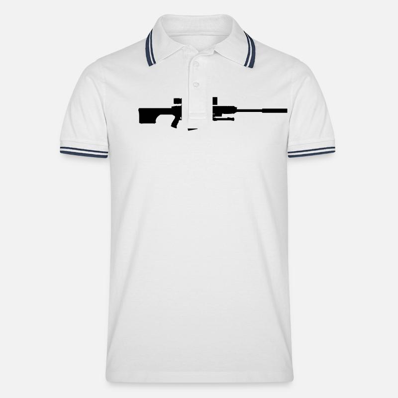 Scharfschütze sniper Gewehr - Männer Tipped Poloshirt - Weiß/Navy
