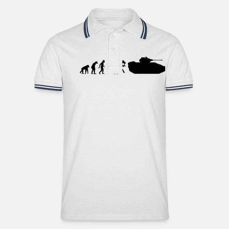 Evolution War - Men's Tipped Polo Shirt - white/navy