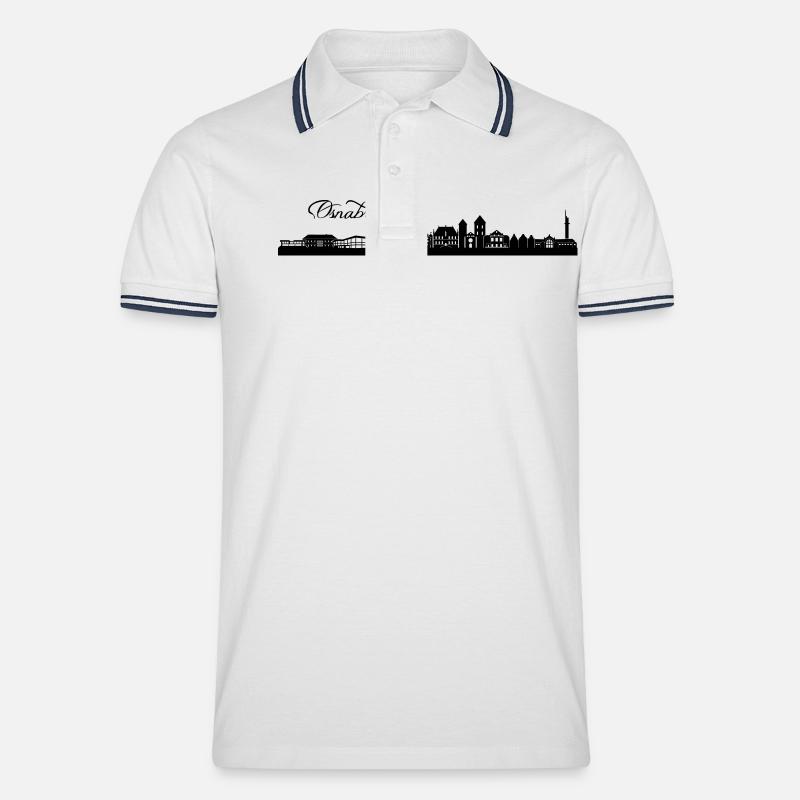 Osnabrücker Skyline - Männer Tipped Poloshirt - Weiß/Navy