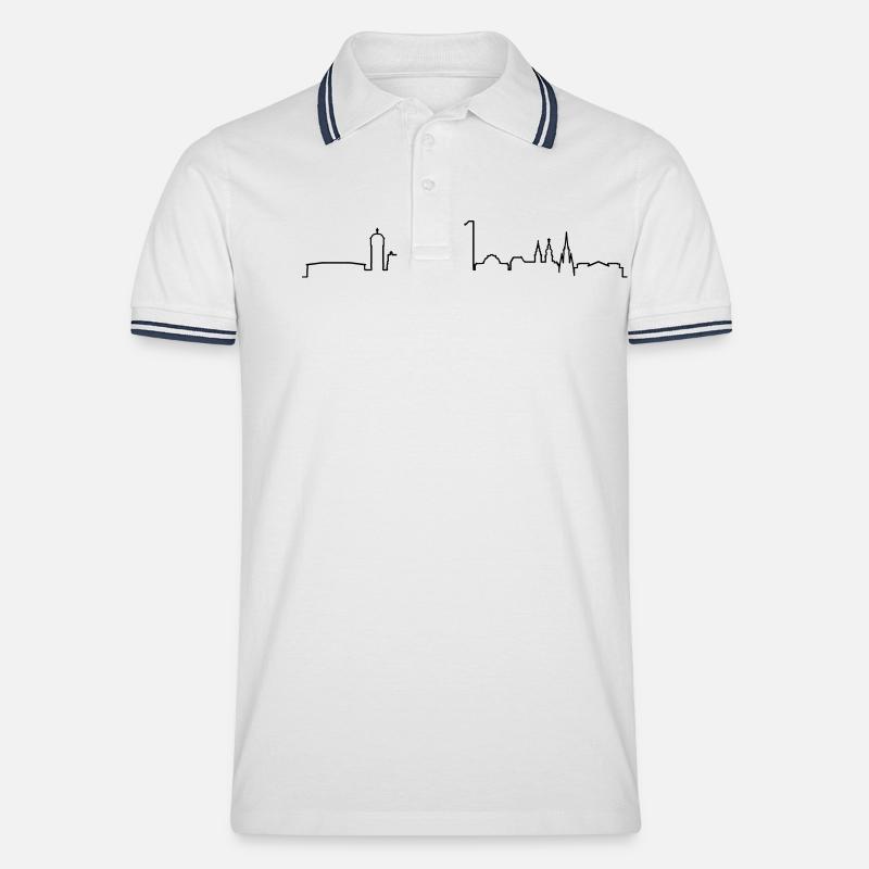 Skyline Chemnitz Linie - Männer Tipped Poloshirt - Weiß/Navy