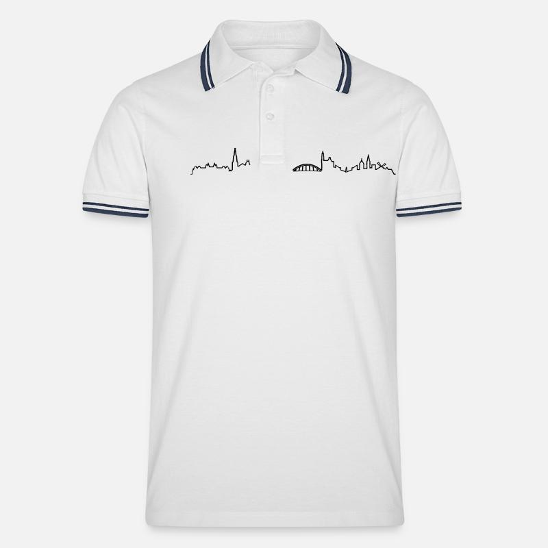 Skyline Amsterdam Linie - Männer Tipped Poloshirt - Weiß/Navy